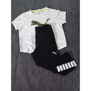 Puma Training 2-Piece Activewear Set - White Logo Tee & Black Graphic